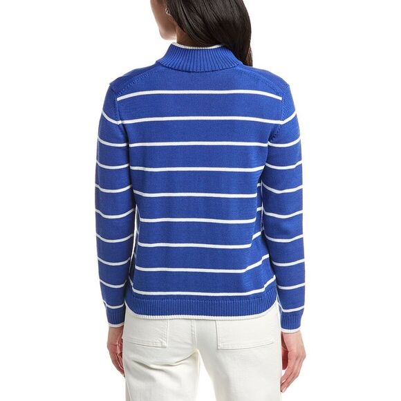 Lafayette 148 New York WomensStripe Fitted Bomber, Blue